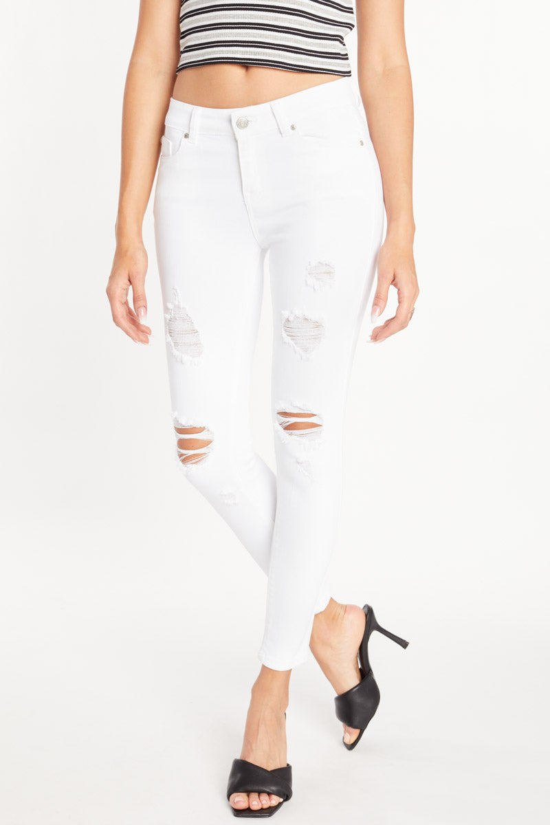 White shop distressed jeggings