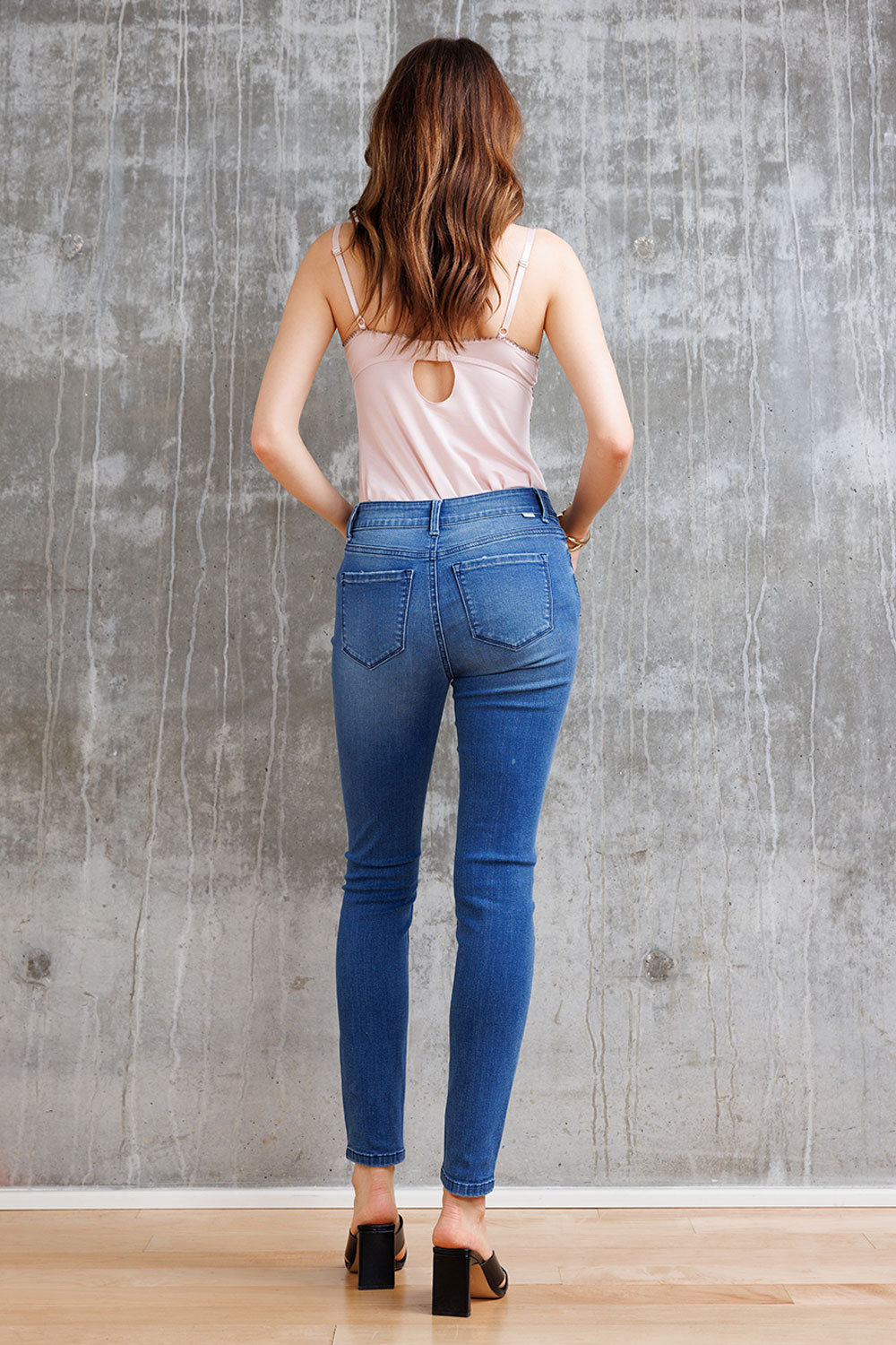 Mid Rise Destructed Skinny Jeans