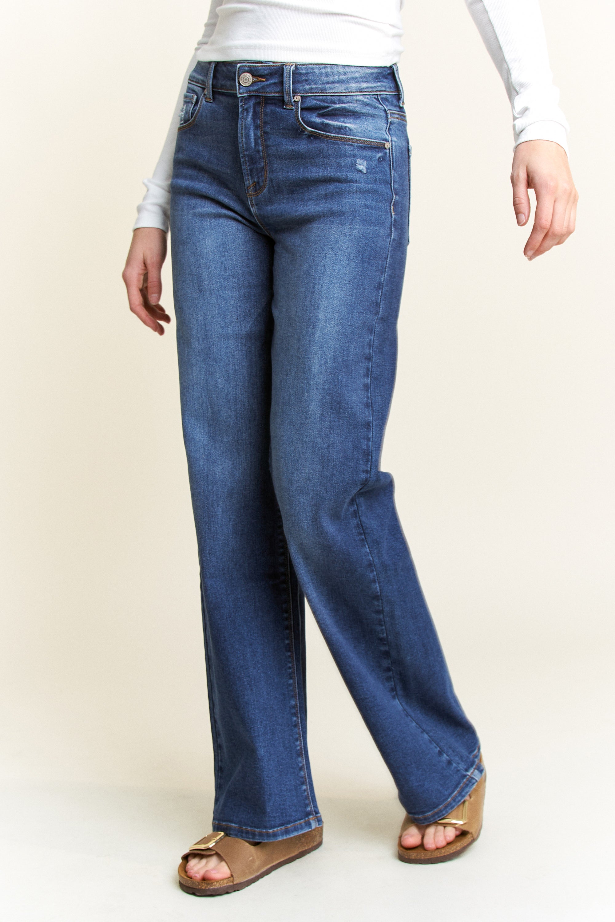 High Rise Wide Destructed Leg Jeans 2