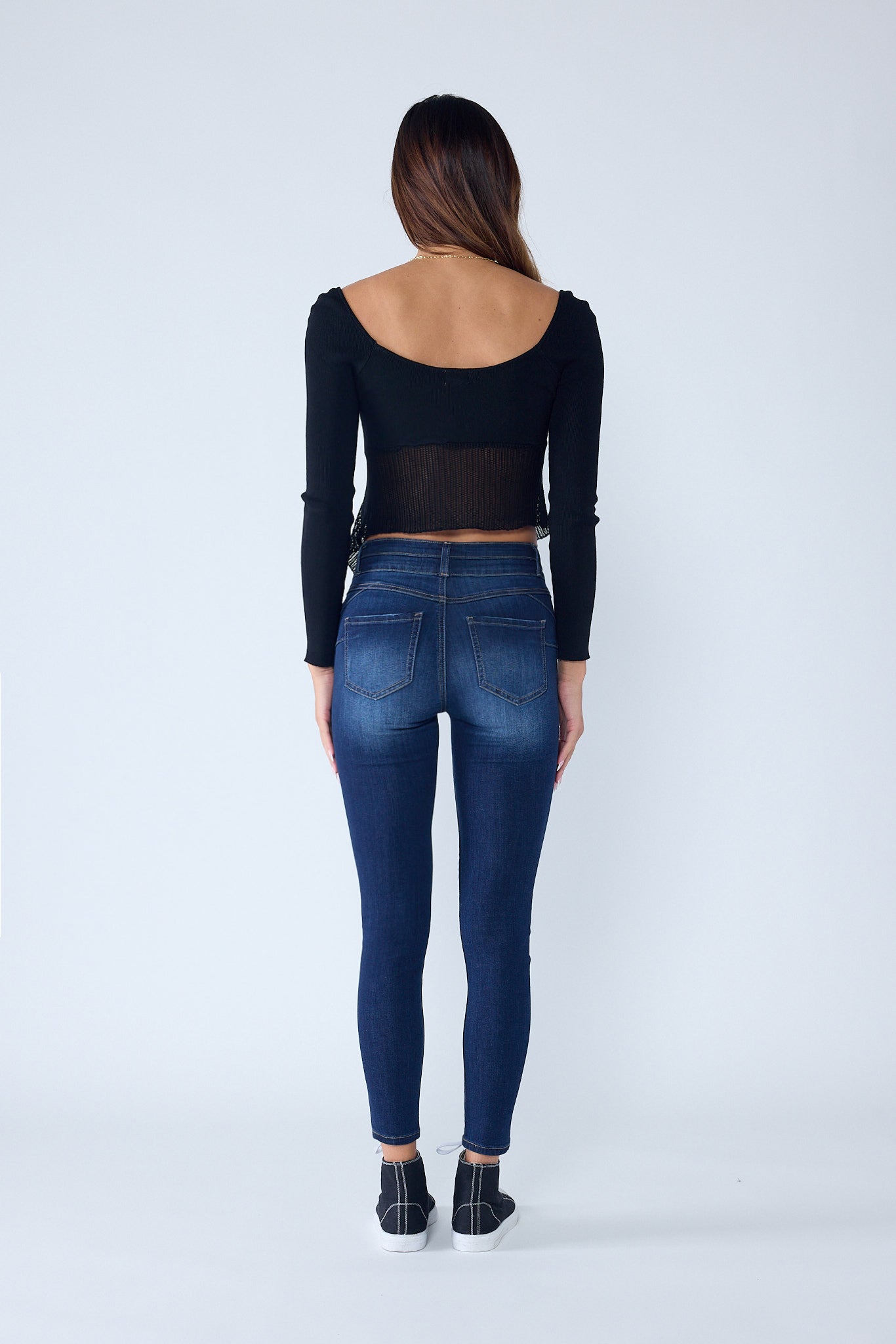 High Rise Push Up Ankle Skinny Jeans