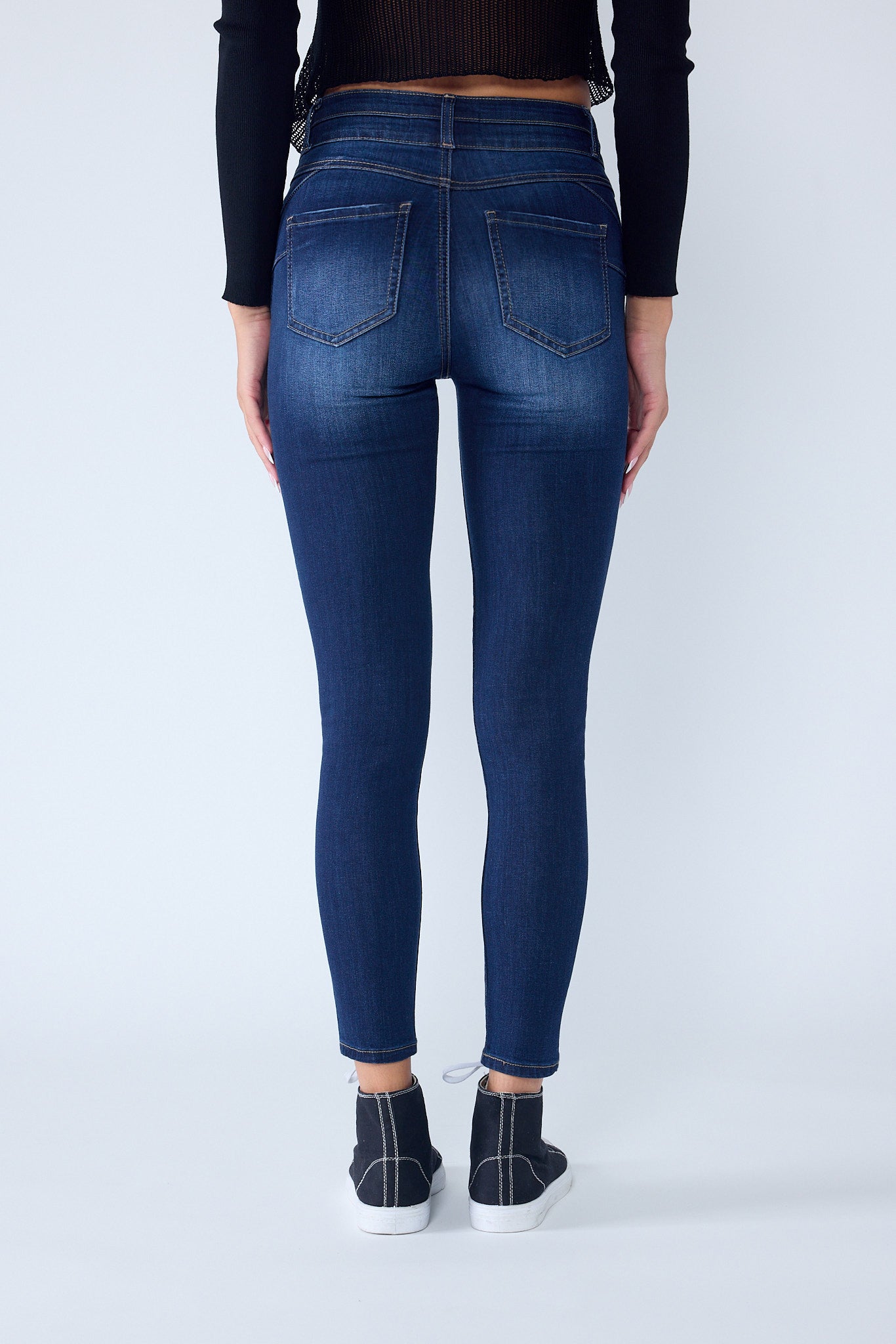 High Rise Push Up Ankle Skinny Jeans