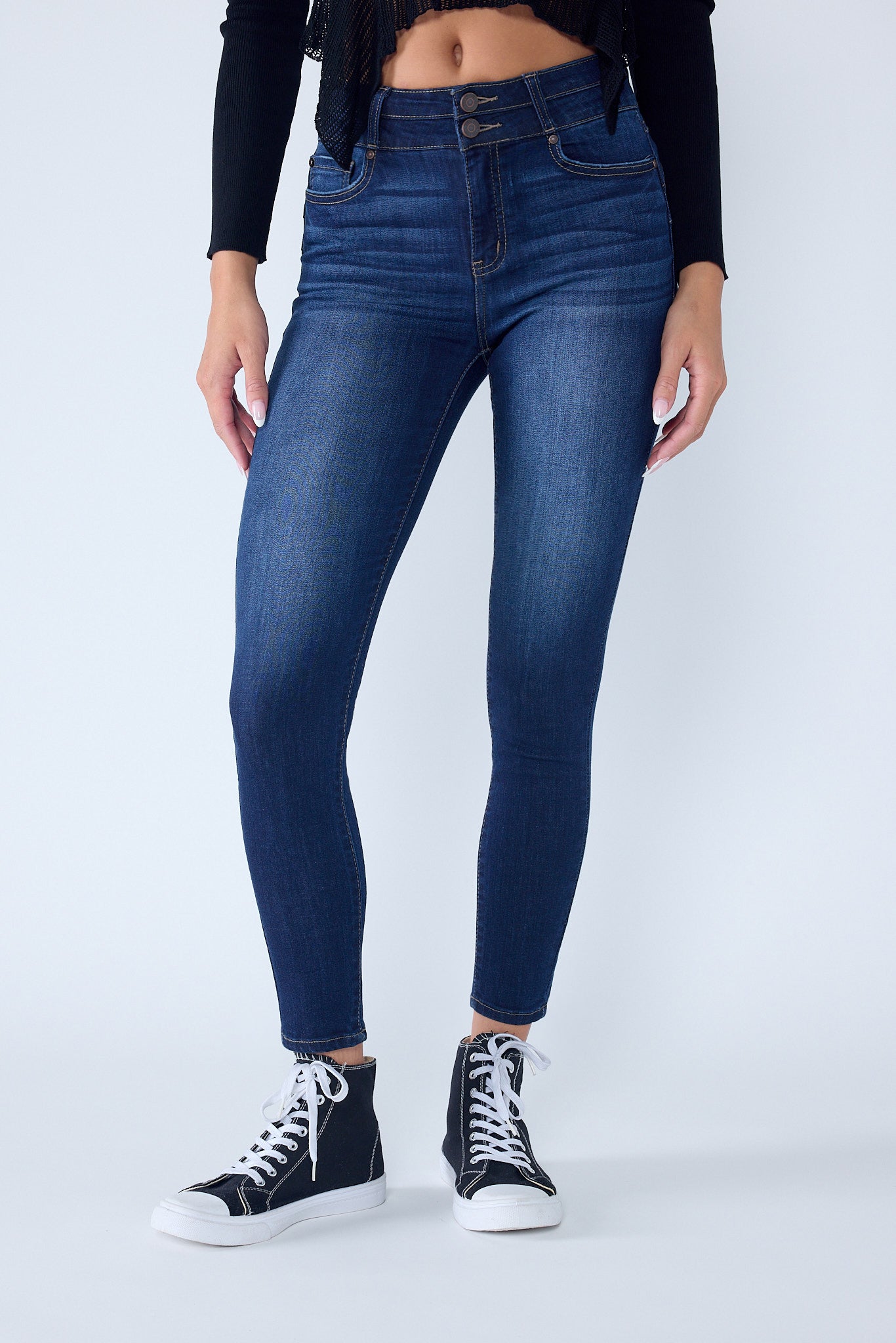 High Rise Push Up Ankle Skinny Jeans