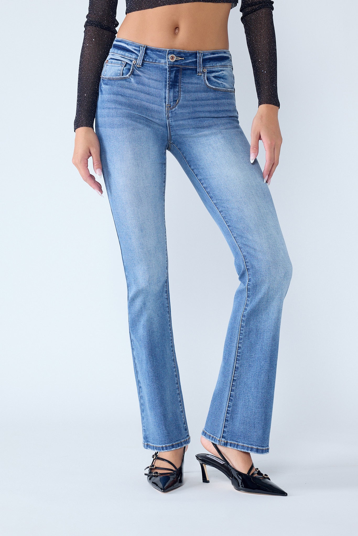 High Rise 5-Pocket Bootcut Jeans 1