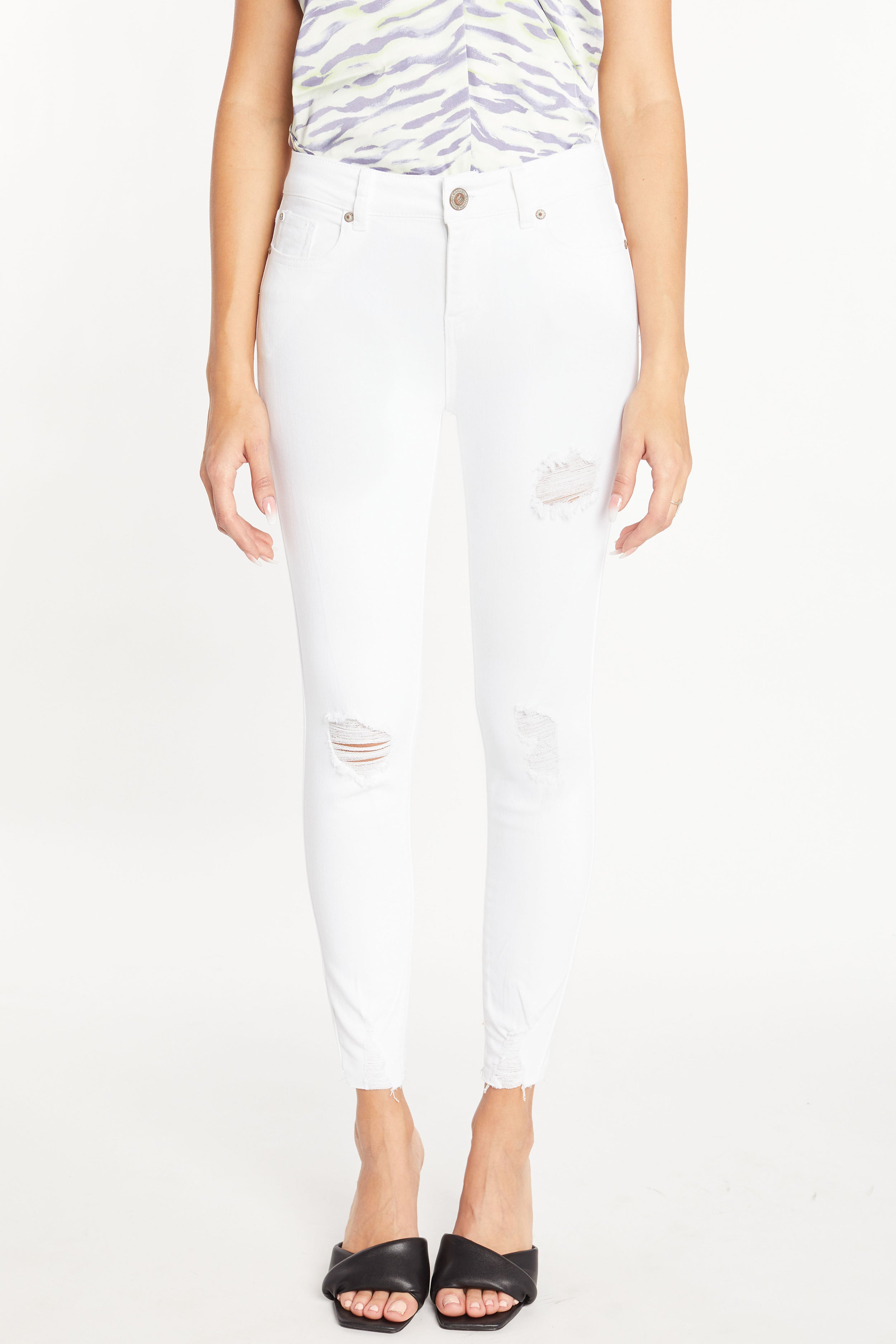 White 2024 distressed jeggings