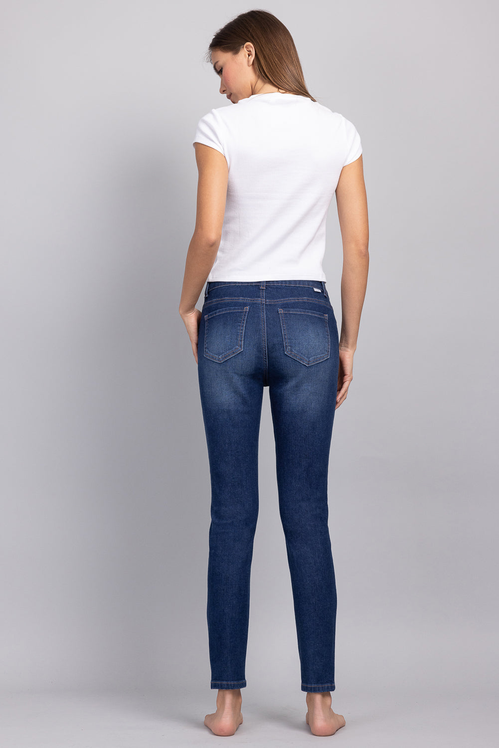 WEP3498 EXTENDED WAISTED ANKLE SKINNY JEANS