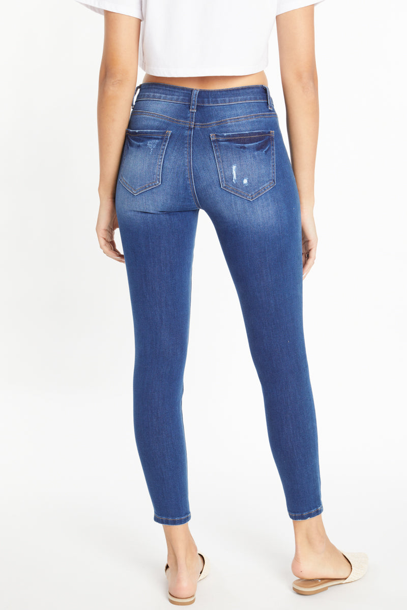 High Rise Destructed Skinny Jeans